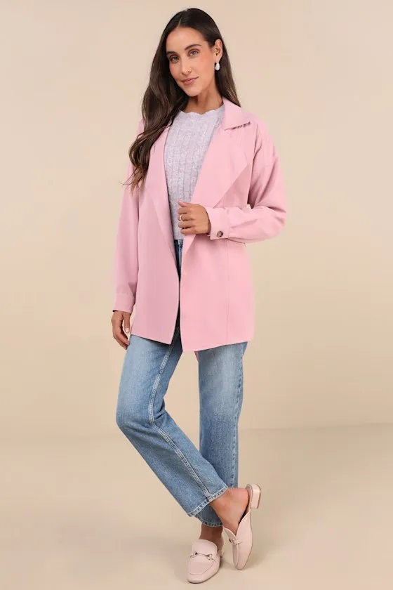 Wondrous Season Pink Short Belted Trench Coat sold by Lulus product image thumbnail 2