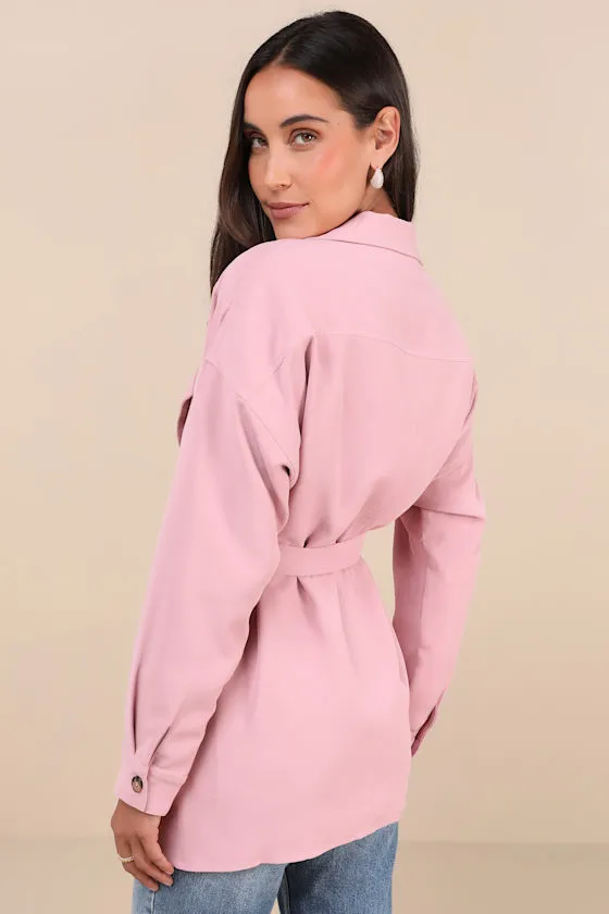 Wondrous Season Pink Short Belted Trench Coat sold by Lulus product image thumbnail 3