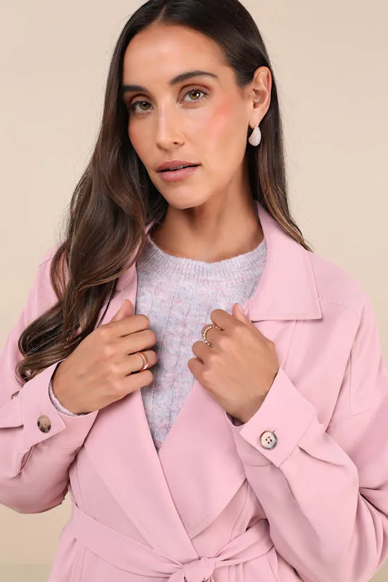 Wondrous Season Pink Short Belted Trench Coat sold by Lulus product image thumbnail 4