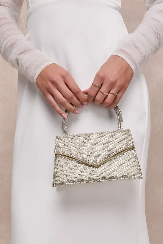 Glittery Aura Gold Rhinestone Pearl Crossbody Mini Bag sold by Lulus product image thumbnail 2