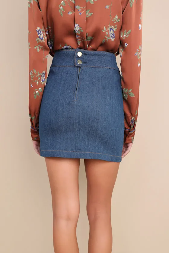 Super Star Dark Wash Denim Mini Skirt sold by Lulus product image thumbnail 2
