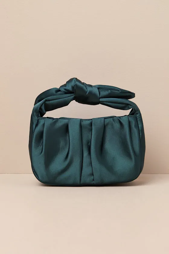 Essential Style Emerald Green Satin Knot Handle Clutch Bag sold by Lulus product image thumbnail 2