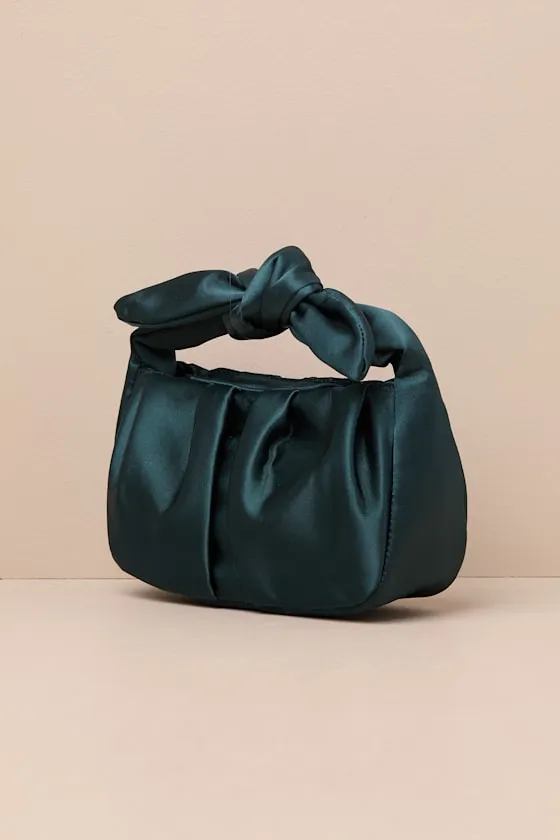 Essential Style Emerald Green Satin Knot Handle Clutch Bag sold by Lulus product image thumbnail 3