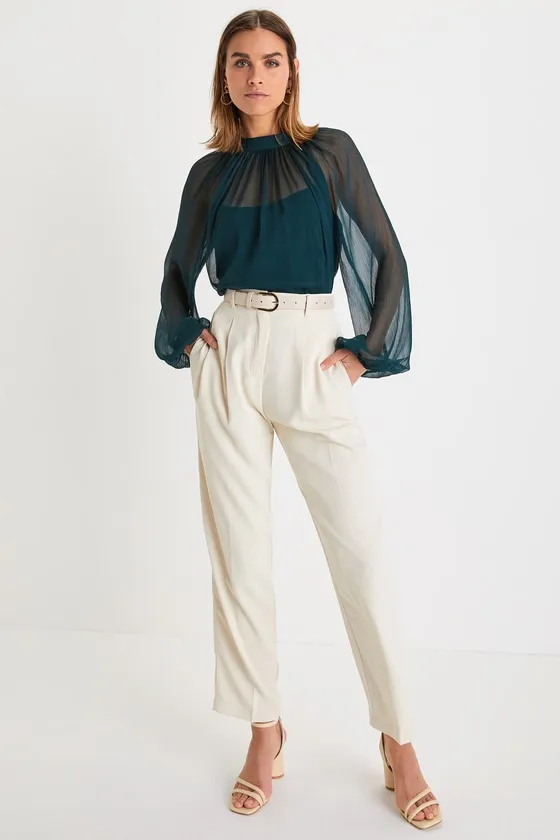 Angelically Airy Emerald Green Balloon Sleeve Top sold by Lulus product image thumbnail 2