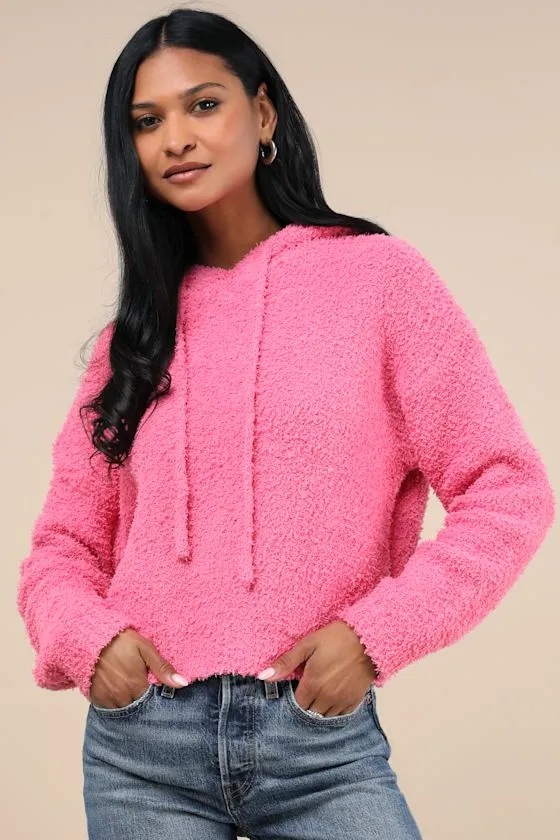 Cuddly Perfection Hot Pink Fuzzy Pullover Hoodie sold by Lulus product image thumbnail 2