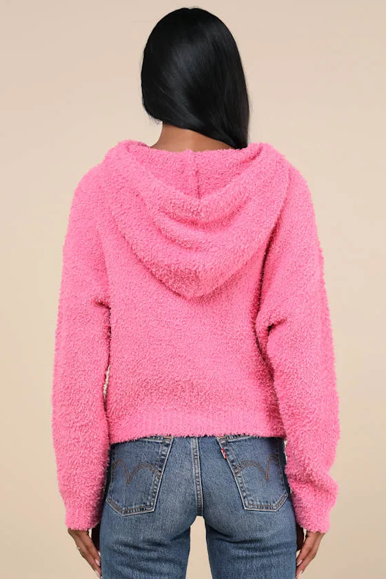 Cuddly Perfection Hot Pink Fuzzy Pullover Hoodie sold by Lulus product image thumbnail 3
