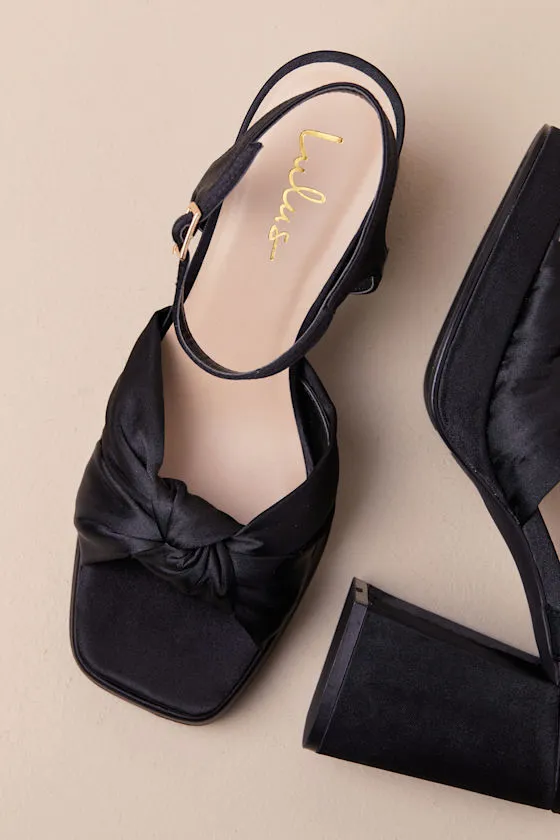 Remie Black Satin Knotted Platform High Heel Sandals sold by Lulus product image thumbnail 3