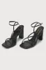 Makennaa Black Strappy High Heel Ankle Strap Sandals sold by Lulus