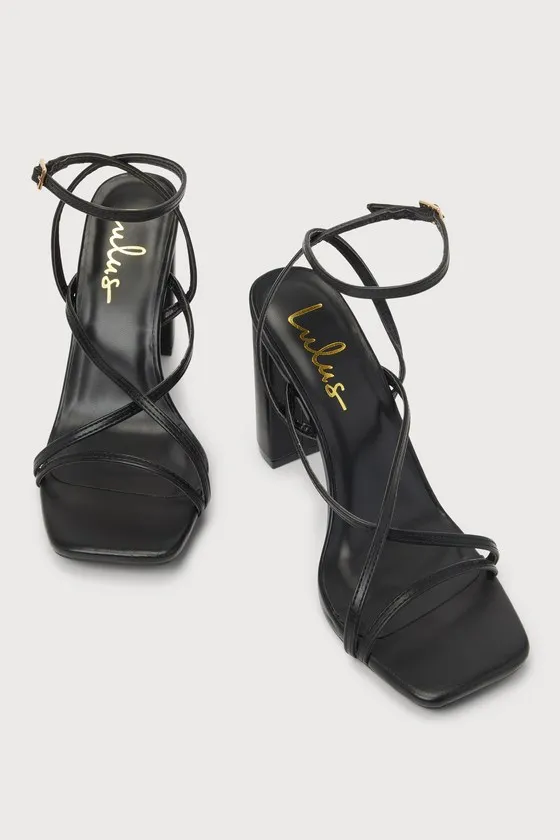 Makennaa Black Strappy High Heel Ankle Strap Sandals sold by Lulus product image thumbnail 3