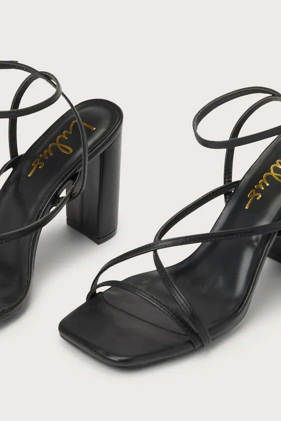 Makennaa Black Strappy High Heel Ankle Strap Sandals sold by Lulus product image thumbnail 4