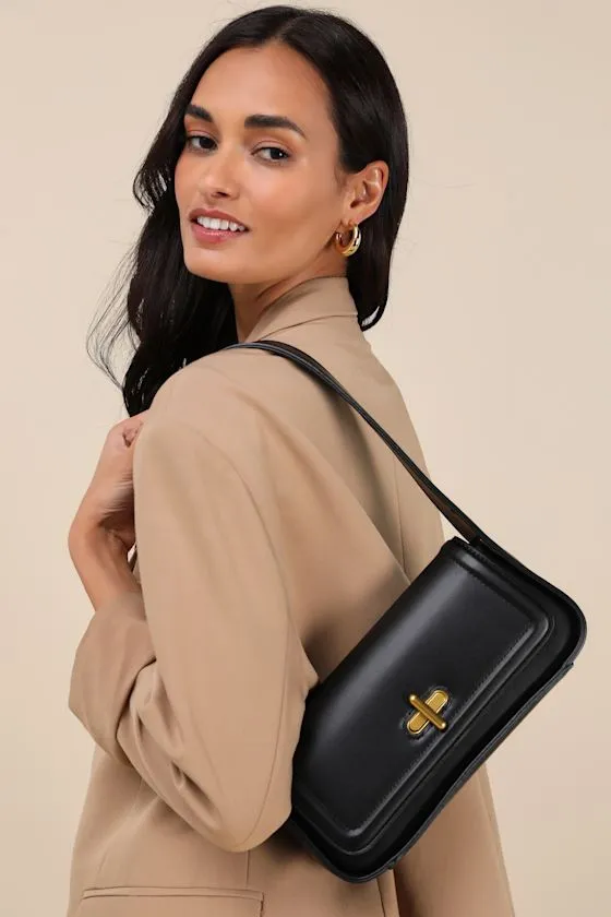 Tairo Black Vegan Leather Shoulder Bag sold by Lulus