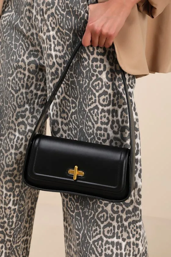 Tairo Black Vegan Leather Shoulder Bag sold by Lulus product image thumbnail 2