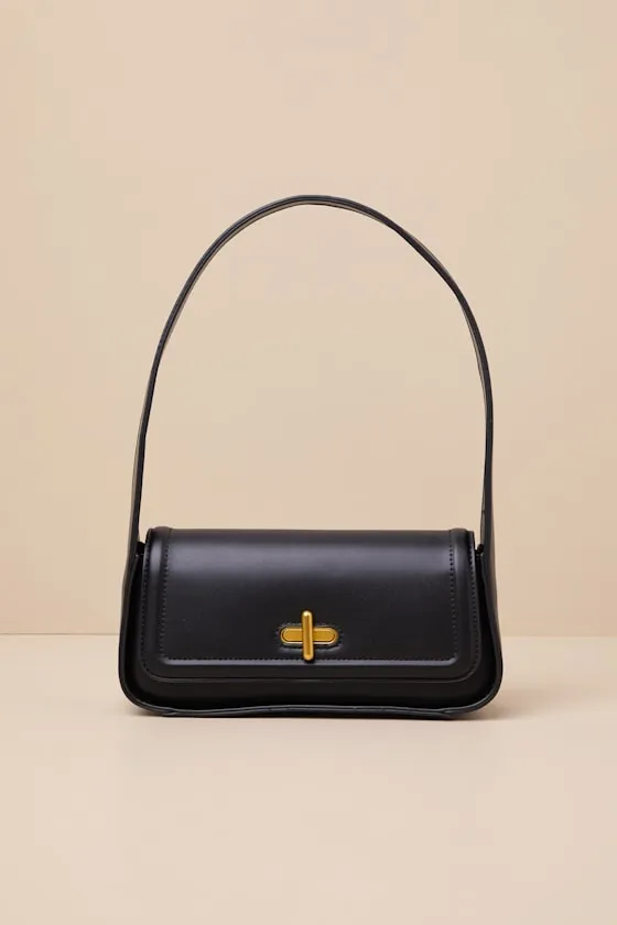 Tairo Black Vegan Leather Shoulder Bag sold by Lulus product image thumbnail 3