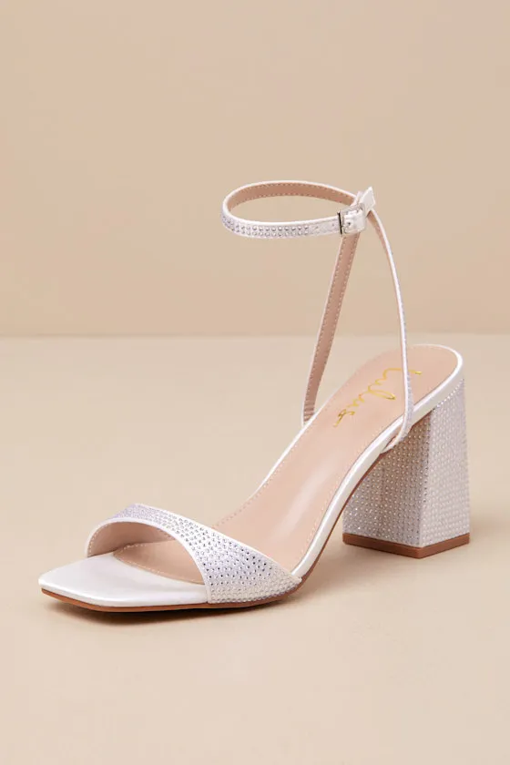 Callerie White Rhinestone Ankle Strap High Heel Sandals sold by Lulus product image thumbnail 2