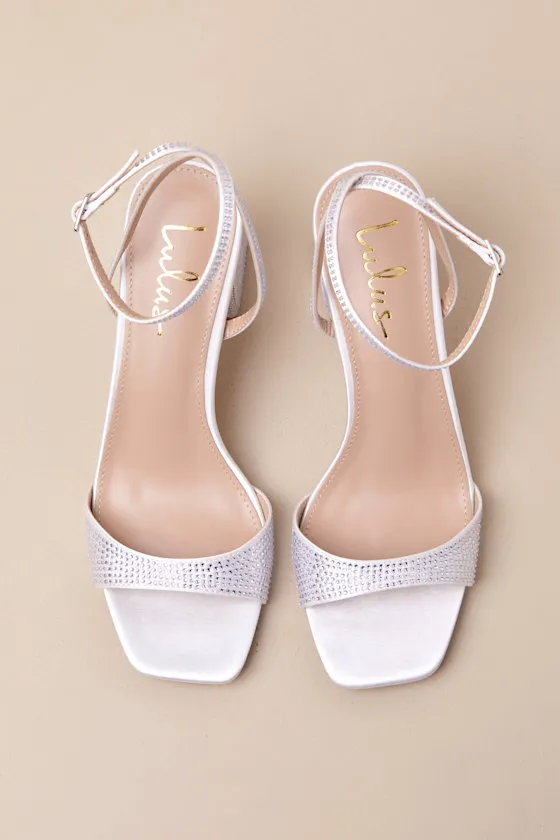 Callerie White Rhinestone Ankle Strap High Heel Sandals sold by Lulus product image thumbnail 4