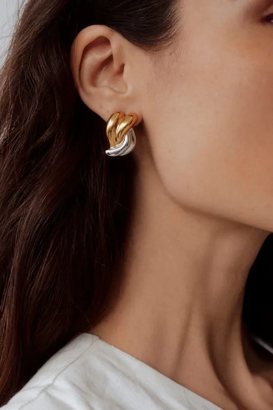 Barco Gold and Silver Statement Earrings sold by Lulus