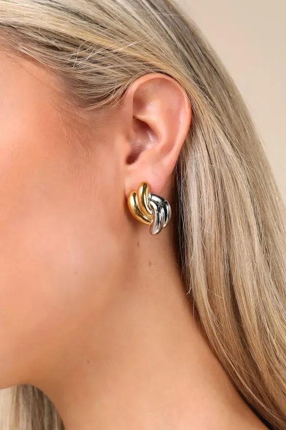 Barco Gold and Silver Statement Earrings sold by Lulus product image thumbnail 3