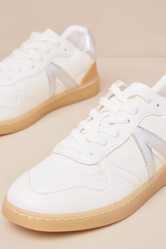Vesta White and Silver Color Block Lace-Up Sneakers sold by Lulus product image thumbnail 4