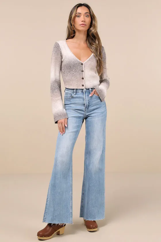 Elevated Forecast Taupe Ombre Cropped Flare Sleeve Cardigan sold by Lulus product image thumbnail 3