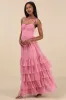 Endlessly Darling Dusty Rose Mesh Tiered Tie-Strap Maxi Dress sold by Lulus