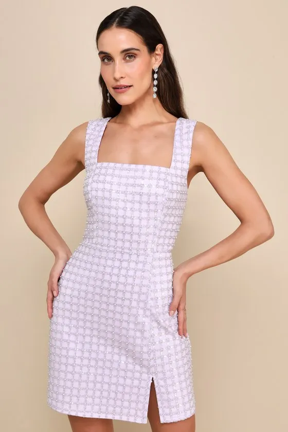Beautifully Decadent Lilac Sequin Pearl Sleeveless Mini Dress sold by Lulus