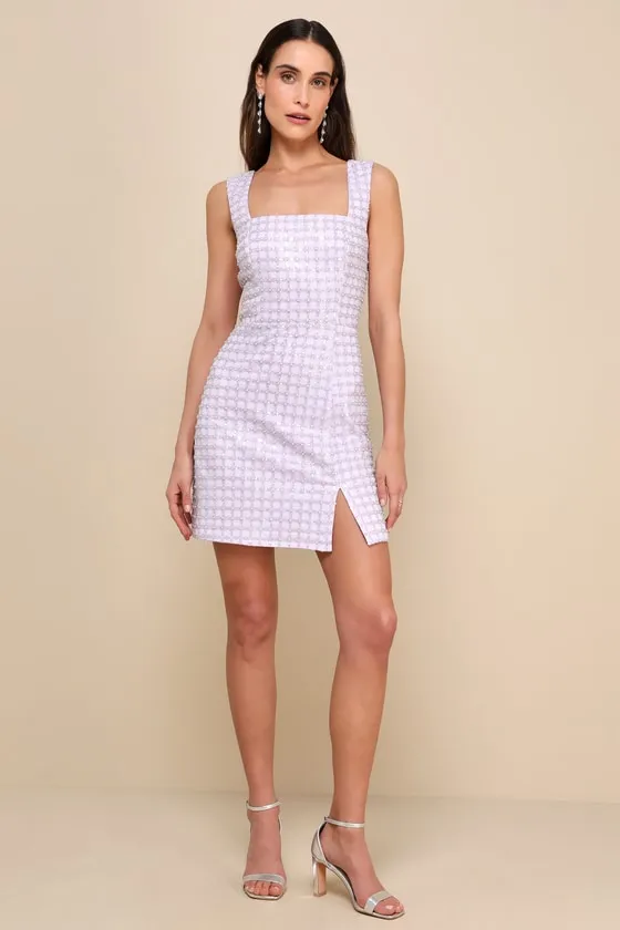 Beautifully Decadent Lilac Sequin Pearl Sleeveless Mini Dress sold by Lulus product image thumbnail 3