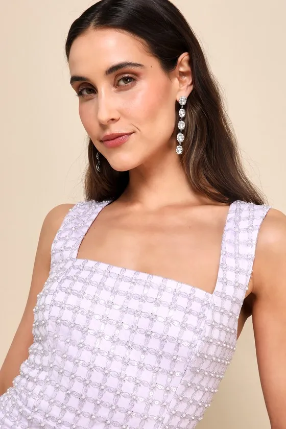 Beautifully Decadent Lilac Sequin Pearl Sleeveless Mini Dress sold by Lulus product image thumbnail 4