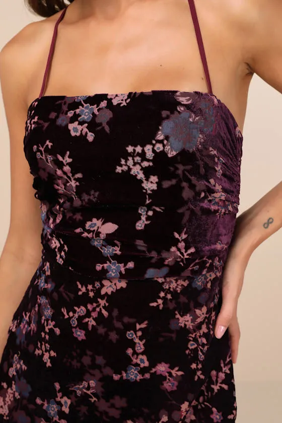 Elegant Persuasion Dark Plum Burnout Velvet Lace-Up Midi Dress sold by Lulus product image thumbnail 4