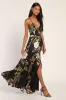 Still the One Black Floral Print Satin Maxi Dress sold by Lulus