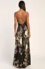 Still the One Black Floral Print Satin Maxi Dress sold by Lulus