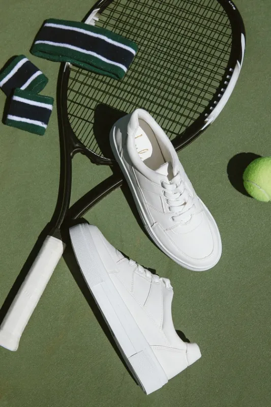 Janson White Flatform Lace-Up Sneakers sold by Lulus