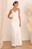 Ready For Forever White Satin Pearl Tie-Back Maxi Dress sold by Lulus