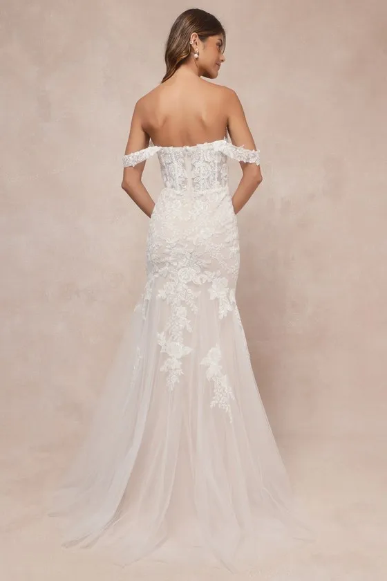 Endless Dedication White Embroidered Off-the-Shoulder Maxi Dress sold by Lulus product image thumbnail 3