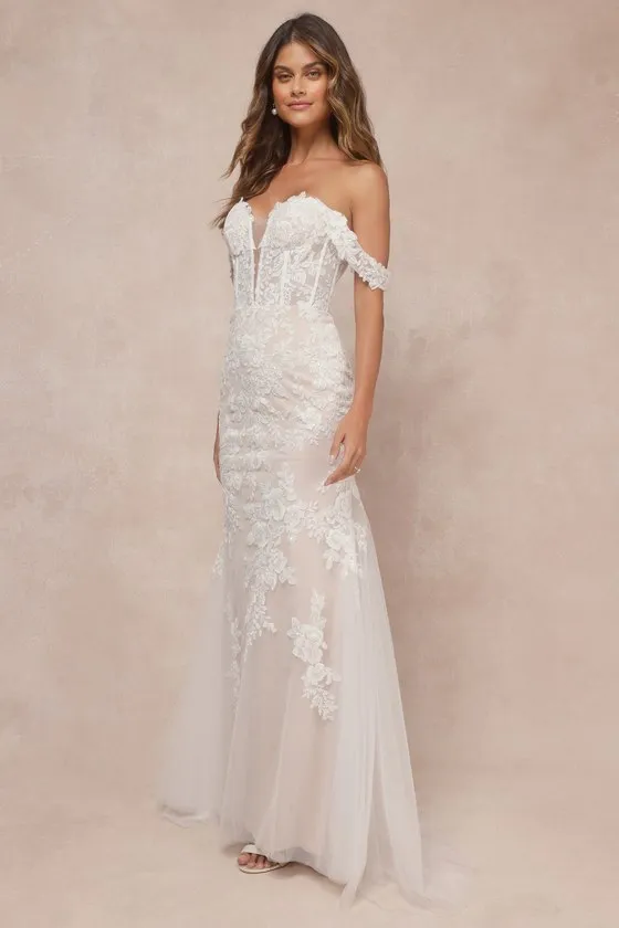 Endless Dedication White Embroidered Off-the-Shoulder Maxi Dress sold by Lulus product image thumbnail 4