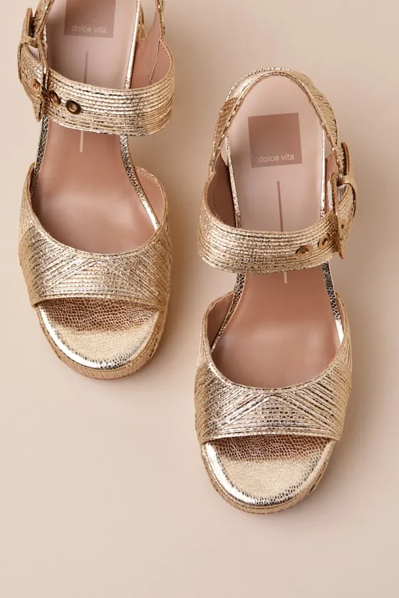 Bobby Deco Gold Textured Platform High Heel Sandals sold by Lulus product image thumbnail 4