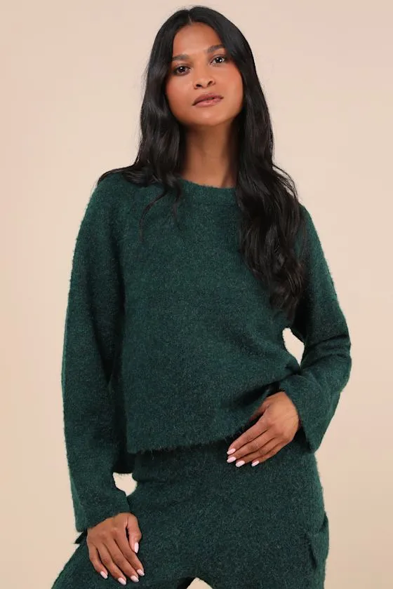 Signature Sunday Dark Green Raglan Sleeve Pullover Sweater sold by Lulus