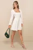 Elegant Adoration Cream Floral Jacquard Long Sleeve Mini Dress sold by Lulus