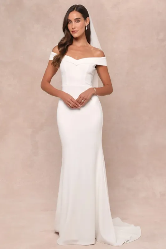 Arienne White Off-the-Shoulder Mermaid Maxi Dress sold by Lulus
