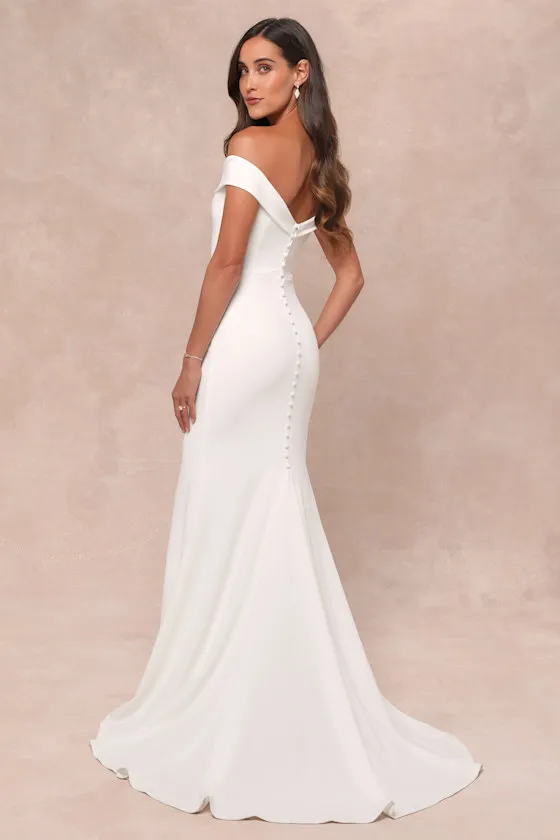 Arienne White Off-the-Shoulder Mermaid Maxi Dress sold by Lulus product image thumbnail 2