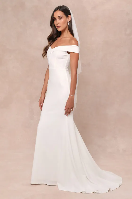 Arienne White Off-the-Shoulder Mermaid Maxi Dress sold by Lulus product image thumbnail 4