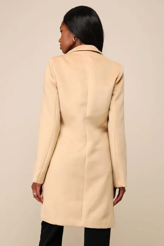 Harriet Long Double-Breasted Tan Coat sold by Lulus product image thumbnail 3