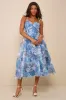Cherished Aura Blue Multi Floral Organza Bustier Midi Dress sold by Lulus