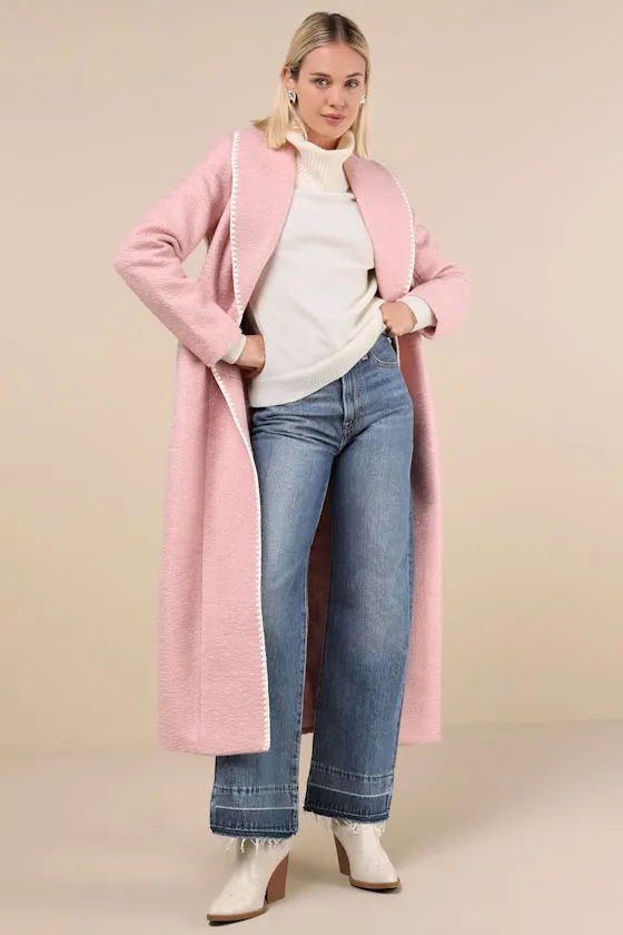 Adoring Forecast Pink Belted Coat sold by Lulus