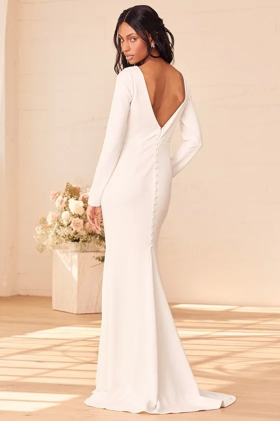 Feeling of Forever White Long Sleeve Mermaid Maxi Dress sold by Lulus product image thumbnail 2