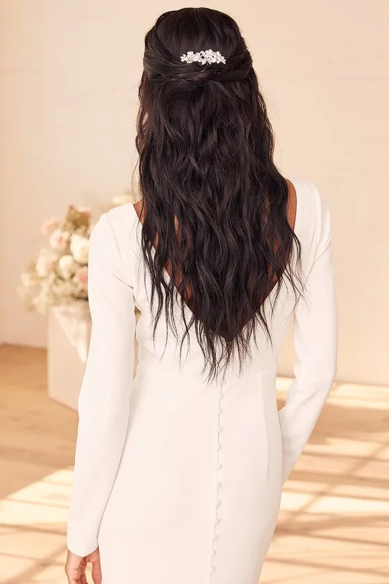 Feeling of Forever White Long Sleeve Mermaid Maxi Dress sold by Lulus product image thumbnail 4