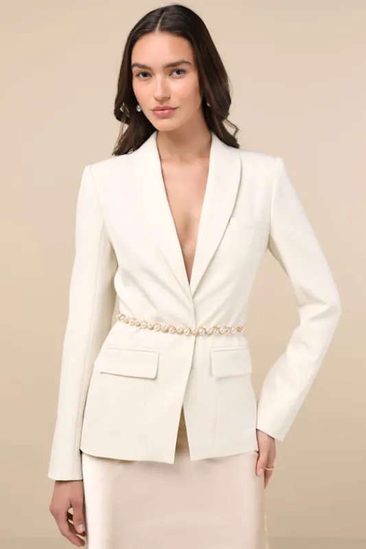 Luxe Guarantee Gold Pearl Chain Belt sold by Lulus