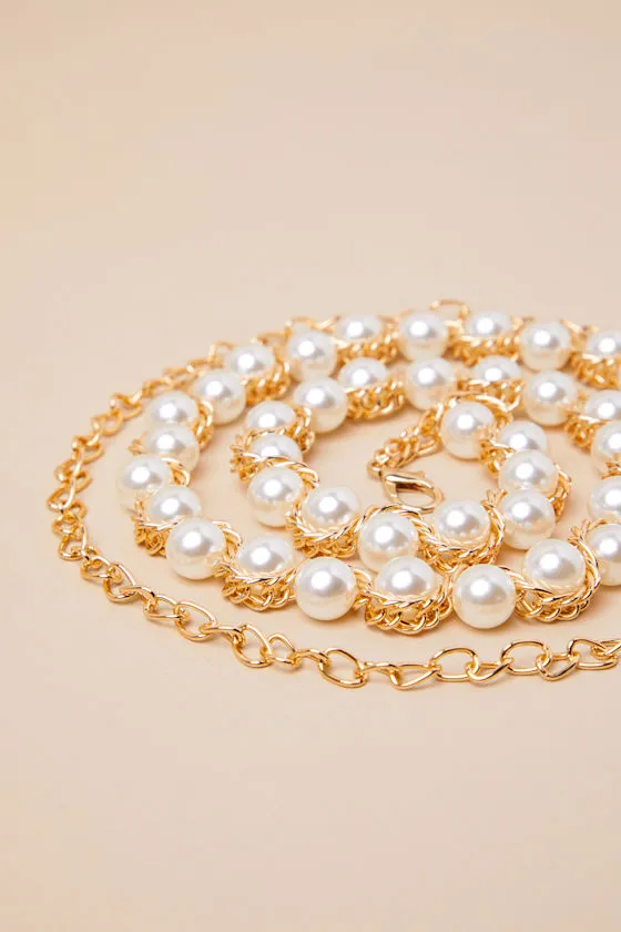 Luxe Guarantee Gold Pearl Chain Belt sold by Lulus product image thumbnail 4