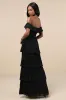 Always Remarkable Black Pleated Off-the-Shoulder Maxi Dress sold by Lulus