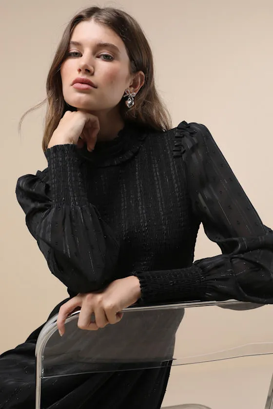 Heartful Romance Black Striped Smocked Long Sleeve Mini Dress sold by Lulus product image thumbnail 4