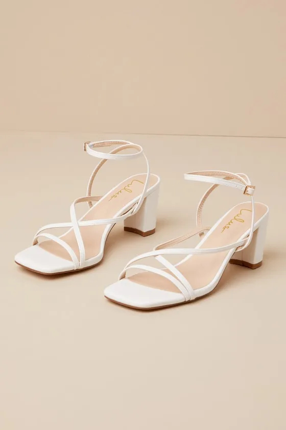 Makenna White Strappy Ankle Strap Low Heel Sandals sold by Lulus product image thumbnail 3